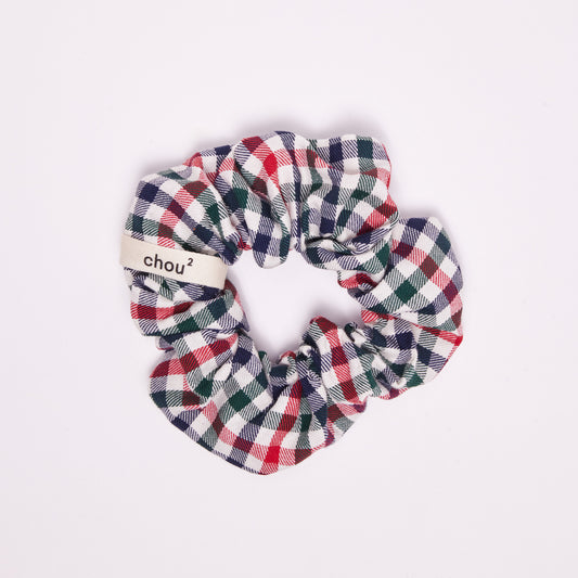 Chouchou vichy multicolore - bleu blanc rouge