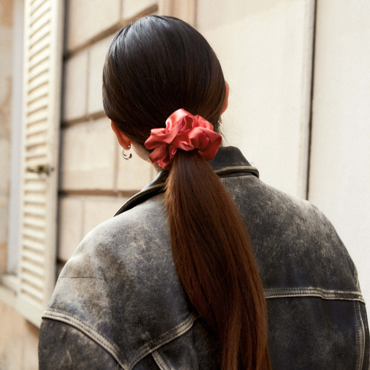 Chouchou en satin corail