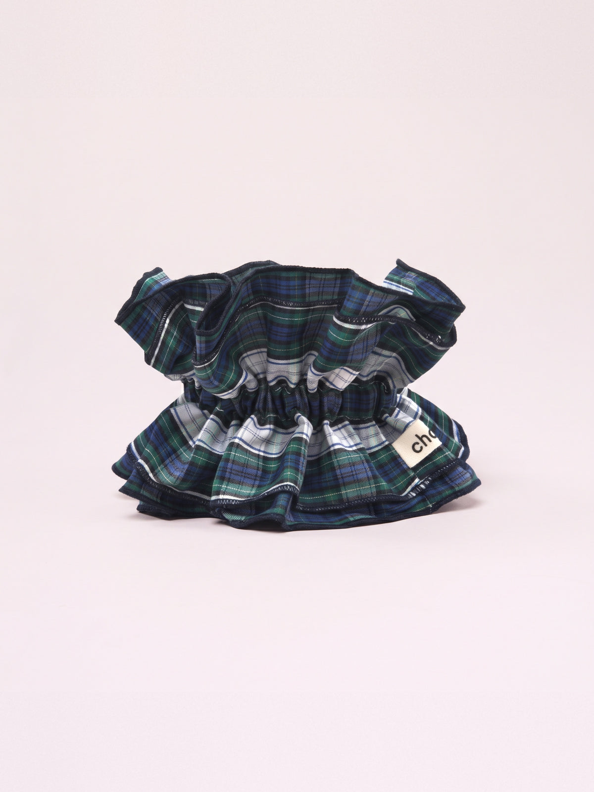Maxi chouchou tartan bleu et vert - bord bleu