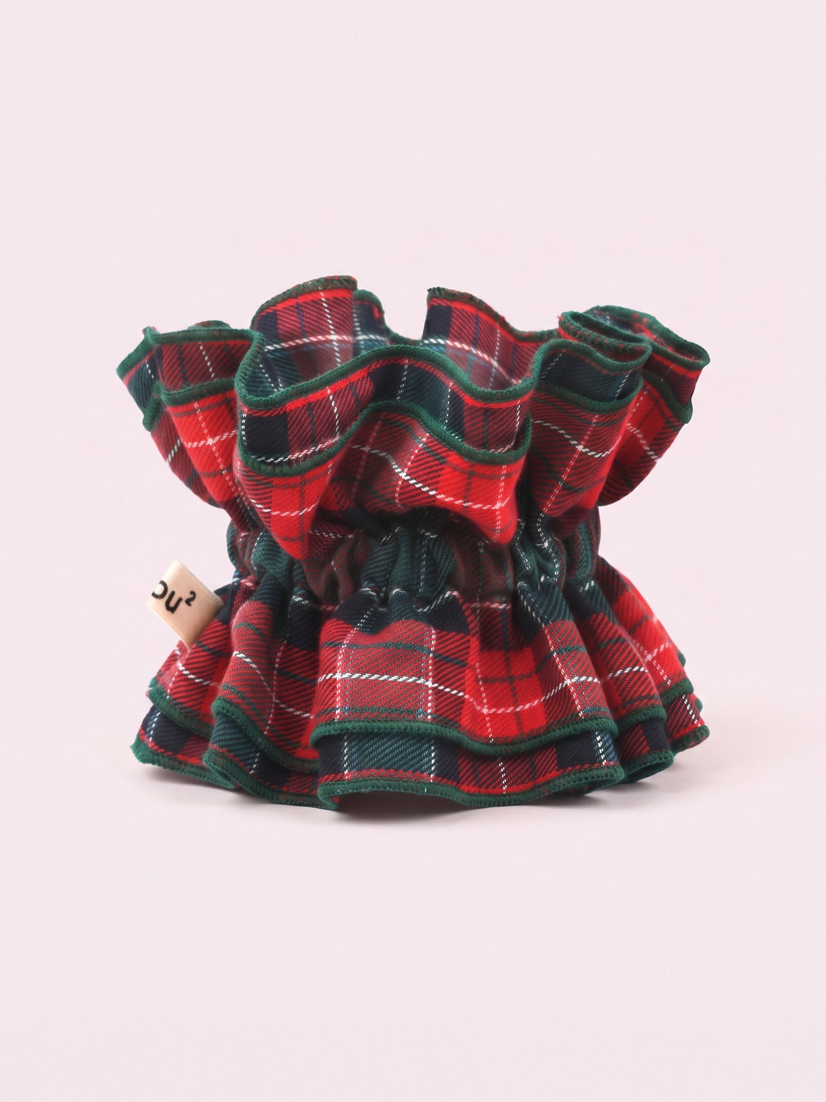 Maxi chouchou tartan rouge et vert - bord vert