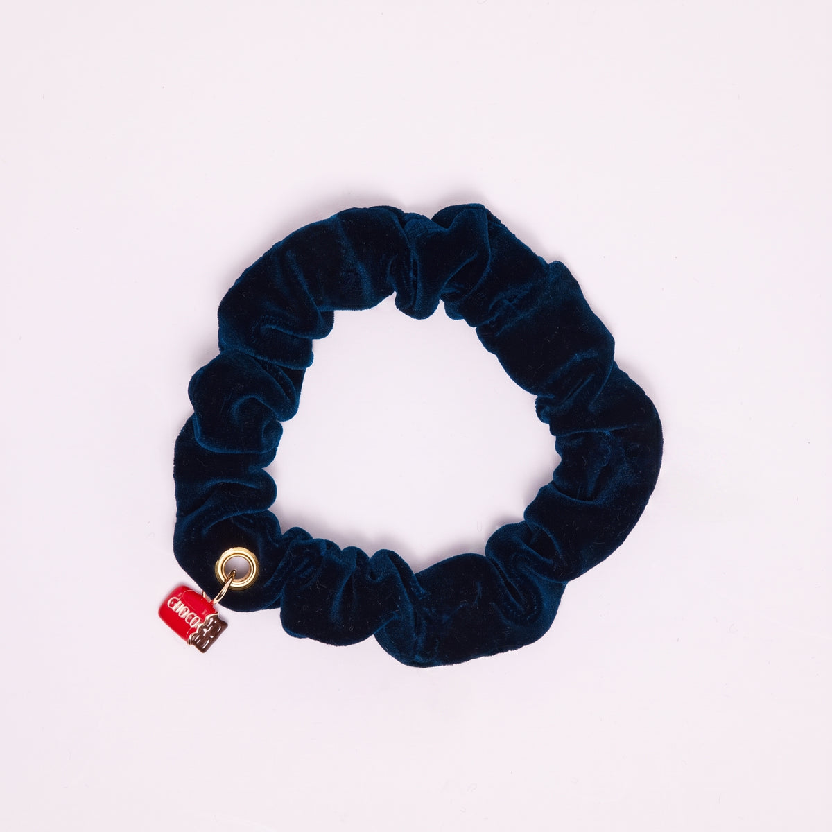 Mini chouchou en velours bleu - personnalisable