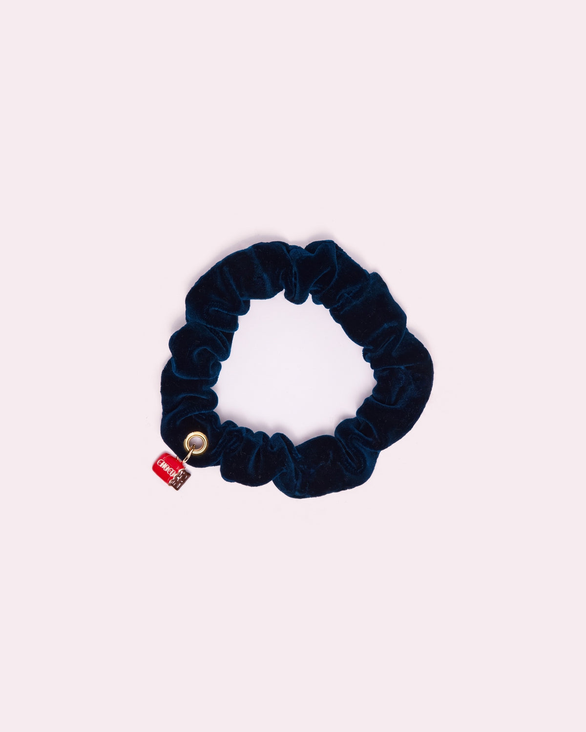 Mini chouchou en velours bleu - personnalisable, autre vue