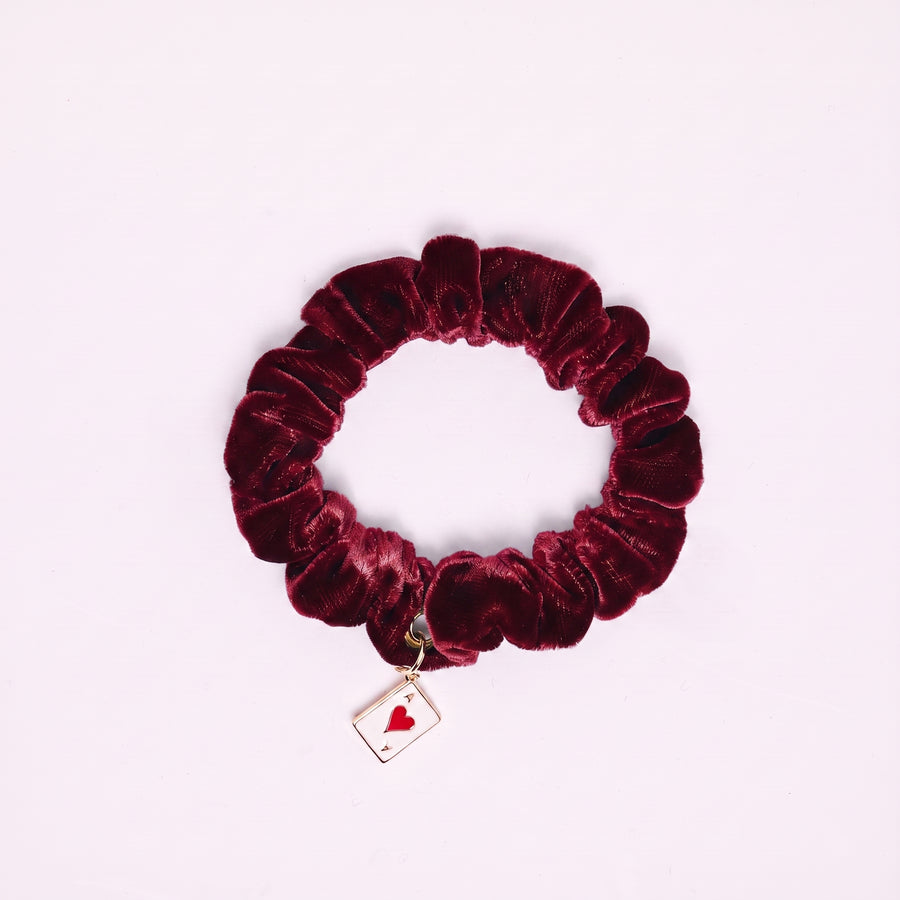Mini chouchou en velours grenat - personnalisable