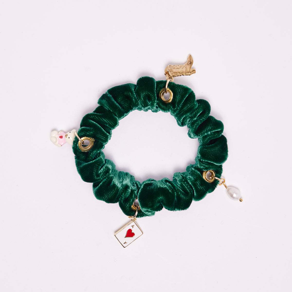 Mini chouchou en velours vert - personnalisable